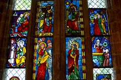 New York Cloisters 20 008 Early Gothic Hall - Stained Glass Windows - Adoration of the Magi and the Annunciation - Altenberg-an-der-Lahn Germany 1290-1300